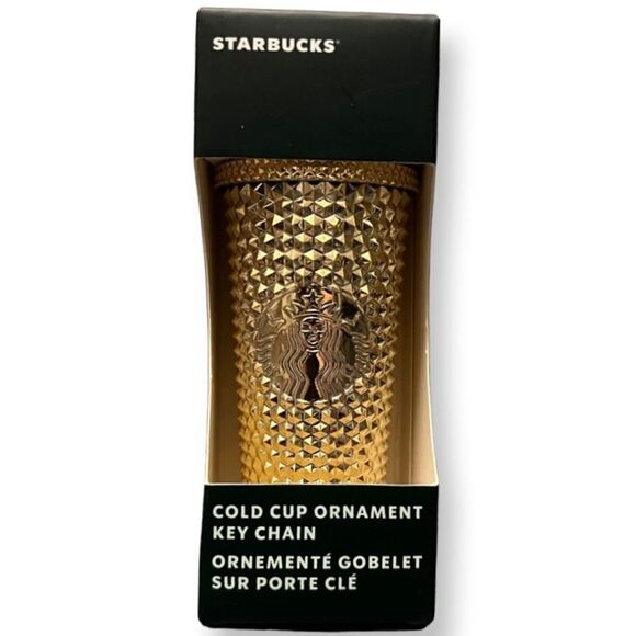 NEW Starbucks 2022 Holiday Edition Metallic Gold Bling Tumbler Ornament Keychain - Picture 1 of 2